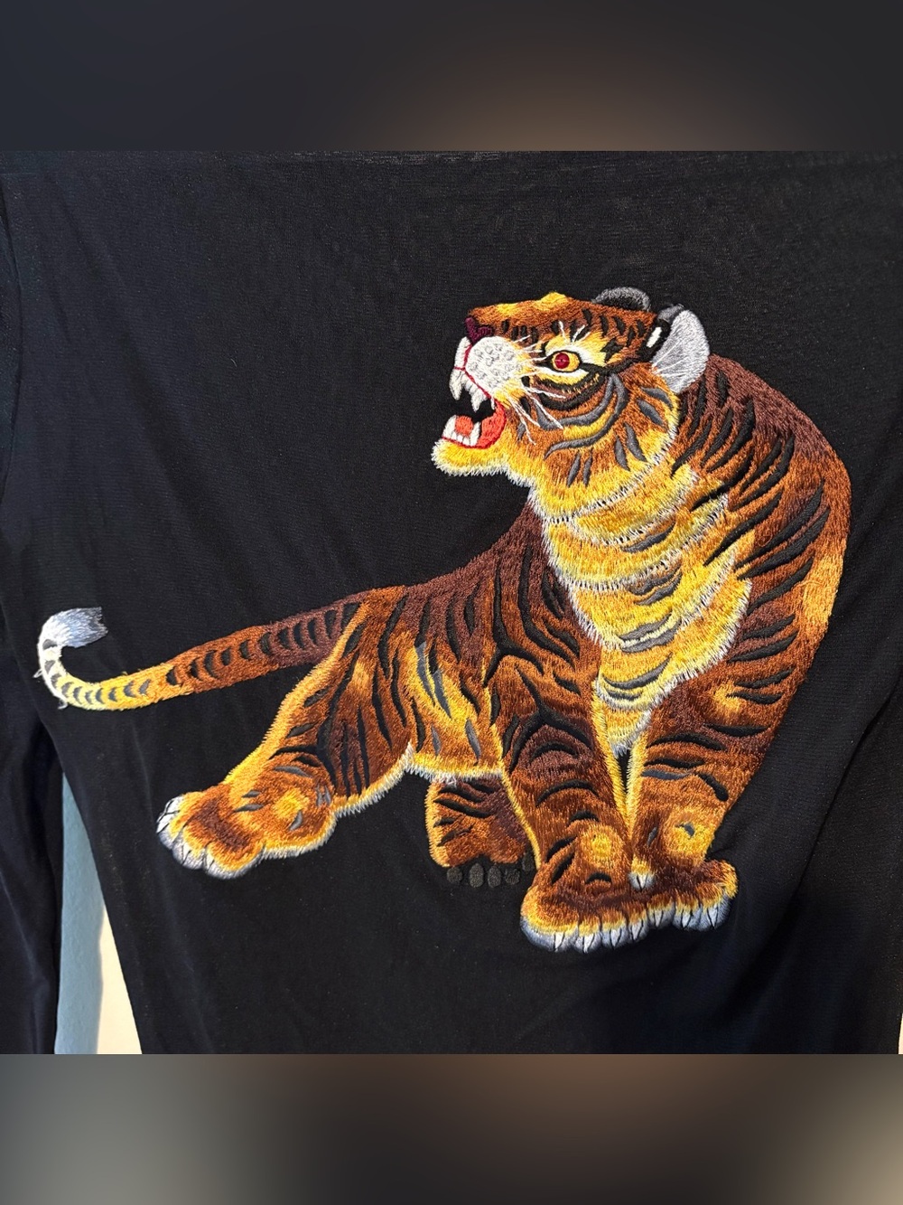 Vintage 90s Vivienne Tam sheer mesh tiger long sleeve top - Picture 2 of 4